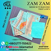 Zamzam Premium Quality Medium Turquoise Tree Lawn Collection – Elegant Three Piece Set
